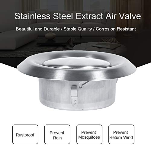 Rejilla de ventilación redonda de acero inoxidable, cubierta de ventilación de ventilación para el hogar pared difusor de techo fuente de escape para baño oficina cocina ventilación