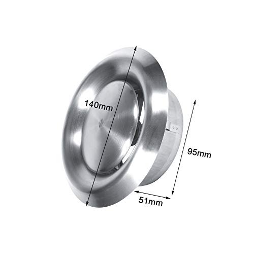 Rejilla de ventilación redonda de acero inoxidable, cubierta de ventilación de ventilación para el hogar pared difusor de techo fuente de escape para baño oficina cocina ventilación