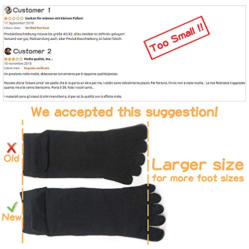 REKYO 5 Pares Hombres Toe Calcetines Cinco Dedos Calcetines De Algodón Suave Y Transpirable Bajo Corte Calcetines Para Hombres (Negro)