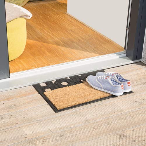 Relaxdays – Felpudo Hello para la Entrada del hogar, 1.5 x 40 x 60 cm, Fibra de Coco y PVC, Antideslizante, Color Natural