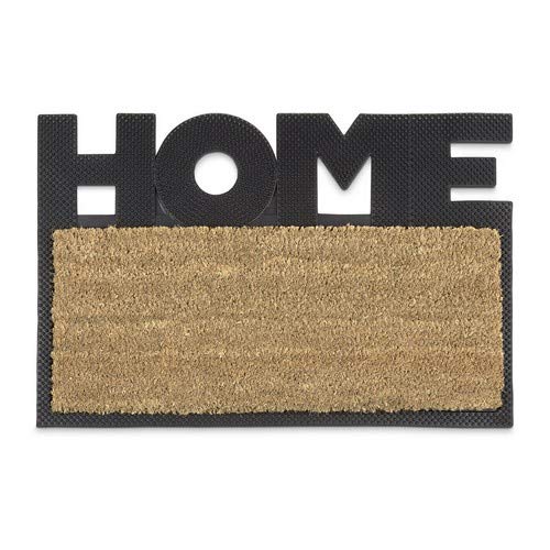 Relaxdays – Felpudo Hello para la Entrada del hogar, 1.5 x 40 x 60 cm, Fibra de Coco y PVC, Antideslizante, Color Natural