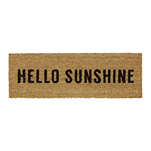 Relaxdays – Felpudo Hello Sunshine para la Entrada del hogar, 1.5 x 75 x 25 cm, Fibra de Coco y PVC, Antideslizante, Color marrón