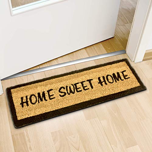 Relaxdays Home Sweet Home – Felpudo para la Entrada de su hogar Hecho de Fibras de Coco y PVC con Medidas 75 x 25 cm Antideslizante Elemento Decorativo, Color marrón