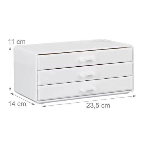 Relaxdays Organizador Maquillaje Pequeño, Blanco, 14x23.5x19 cm