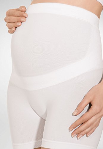 RelaxMaternity 5120 (Blanco, S) Pantalon Corto de Algodon premamámoldeador con Faja de Soporte Abdominal para Embarazadas