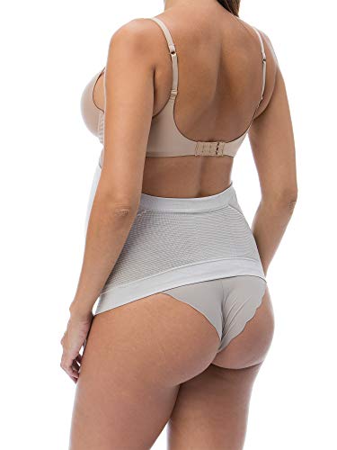 RelaxMaternity 5400 (Blanco/Silver, XL) Banda Faja premamá con Hilo de Plata para Soporte Abdominal Durante el Embarazo