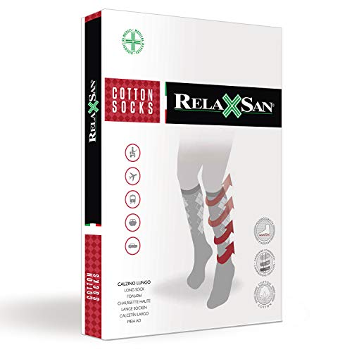 Relaxsan 820B (Azul, Tg.6) Calcetines compresión graduada 18-22 mmHg plantilla masajeadora algodón unisex