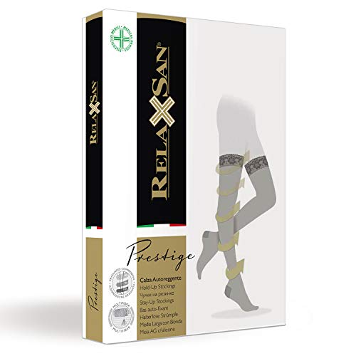 Relaxsan Prestige 870F (Camel, Tg.3) medias elásticas con blonda 140 den Lycra 3D compresión graduada 18-22 mmHg