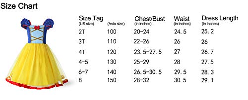 ReliBeauty Disfraz de Princesa sin Espalda con Cintura elástica niñas,con Accesorios (4-5，110)