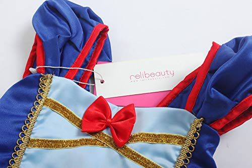 ReliBeauty Disfraz de Princesa sin Espalda con Cintura elástica niñas,con Accesorios (4-5，110)