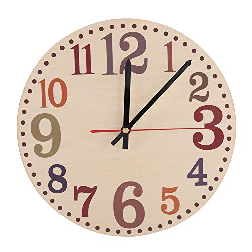 Reloj analógico de Pared Redonda de Madera Redonda de números Famosos de la Vendimia para la decoración de la Oficina en casa(re)