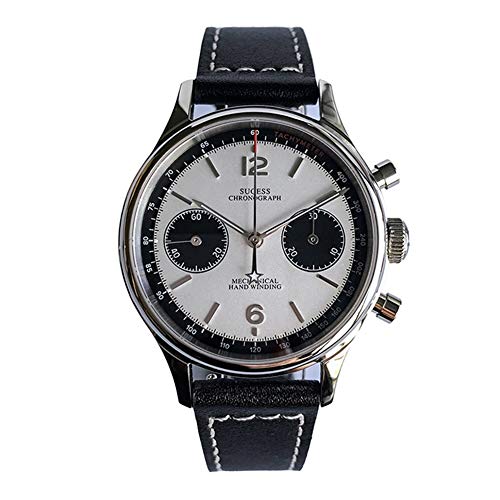 Reloj Cronógrafo Mecánico ST1901 Original Zafiro Movimiento 5 ATM Impermeable Cuello De Cisne De Cuello De Cisne Regulador De Los Hombres del Reloj Hyococ (Color : B)