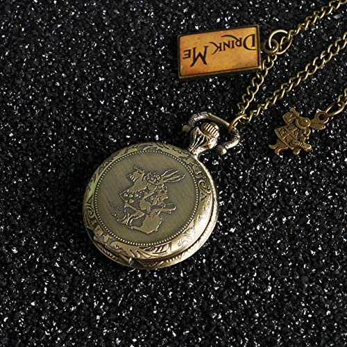 Reloj de bolsillo para hombre, romántico reloj de bolsillo de bronce Alicia en el país de las maravillas, bonito reloj, regalos para hombres – Jlyshop reloj de bolsillo