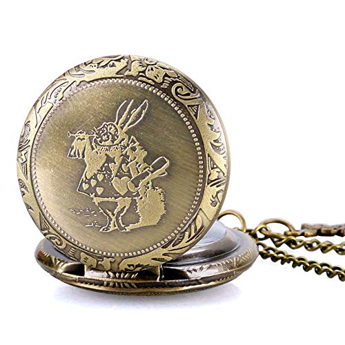Reloj de bolsillo para hombre, romántico reloj de bolsillo de bronce Alicia en el País de las Maravillas, regalo para hombres regalo de Navidad