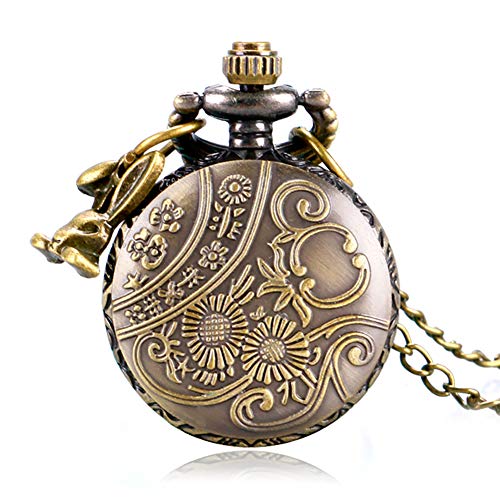 Reloj de bolsillo pequeño de Alicia en el País de las Maravillas con collar de cuarzo y etiqueta para colgar, regalo para hombres