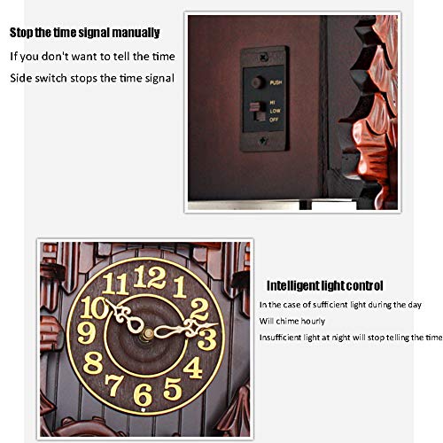 Reloj De Cuco Bosque Negro Reloj De Chalet Cuarzo Reloj De Pared De Madera Péndulo Pájaro Móvi Bailarines Molino De Agua Picador De Madera 12 Melodías Diferentes