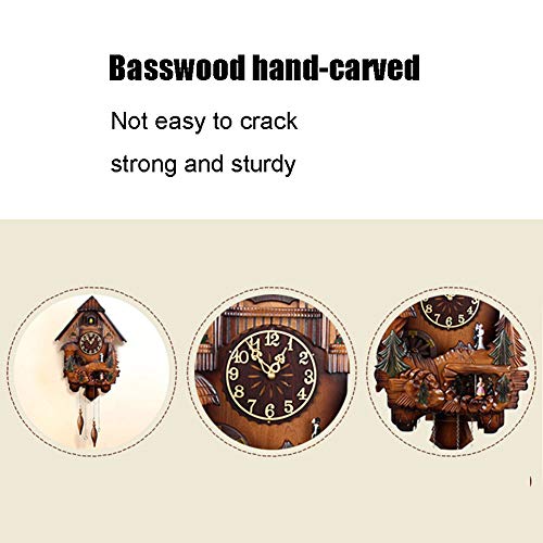 Reloj De Cuco Bosque Negro Reloj De Chalet Cuarzo Reloj De Pared De Madera Péndulo Pájaro Móvi Bailarines Molino De Agua Picador De Madera 12 Melodías Diferentes