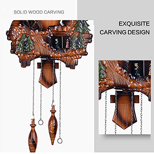 Reloj De Cuco Bosque Negro Reloj De Chalet Cuarzo Reloj De Pared De Madera Péndulo Pájaro Móvil Bailarines Molino De Agua 12 Melodías Diferentes