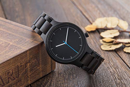 Reloj de madera para hombre grabado, madera de ébano con grabado personalizado, regalo de aniversario personalizado para él, idea de regalo para padrinos