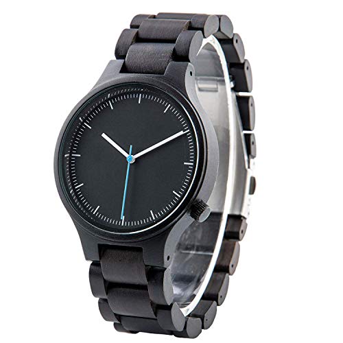 Reloj de madera para hombre grabado, madera de ébano con grabado personalizado, regalo de aniversario personalizado para él, idea de regalo para padrinos