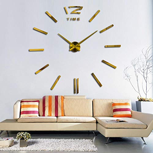 Reloj de pared grande real 3d, espejo apresurado, etiqueta de la pared, sala de estar, decoración para el hogar, relojes de moda, relojes de pared de cuarzo, rosa, 47 pulgadas