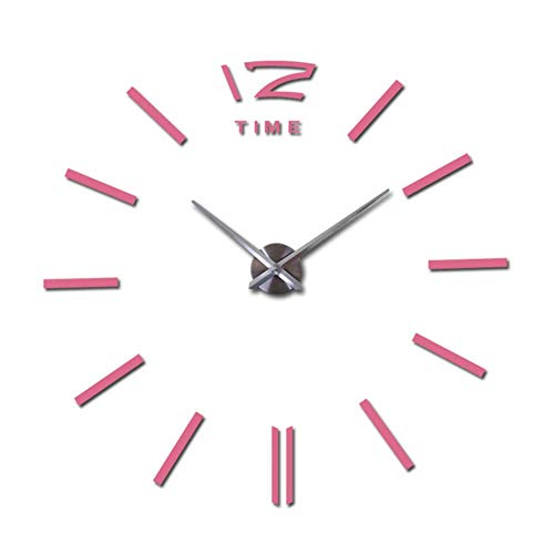 Reloj de pared grande real 3d, espejo apresurado, etiqueta de la pared, sala de estar, decoración para el hogar, relojes de moda, relojes de pared de cuarzo, rosa, 47 pulgadas
