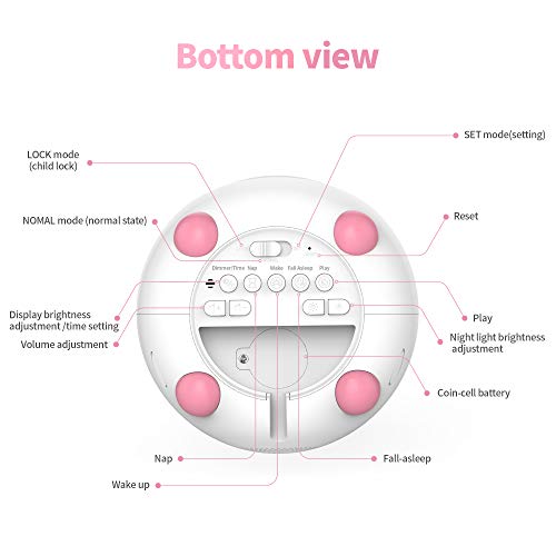 Reloj Despertador Digital, Despertador Infantil niña para Alarmas Dobles, Relojes Infantiles Luz de Noche con 4 Modos, 7 Luces de Colores Ajustables, 10 Sonidos, Función Snooze，APP/Sonida Control