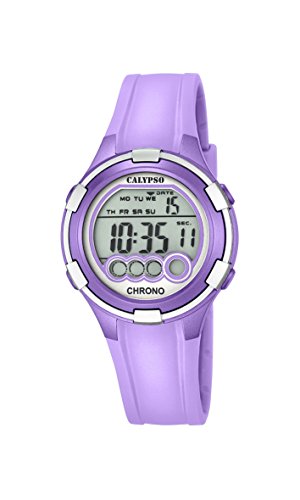 Reloj Digital para Mujer de la Marca Calypso, con Pantalla LCD y Correa de plástico de Color Morado. K5692/8.