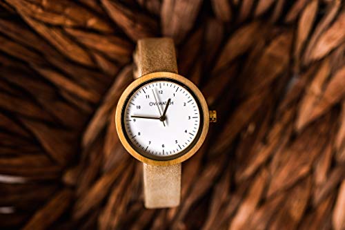 Reloj Madera Mujer - Correa de Cuero Vegano - Ovi Watch