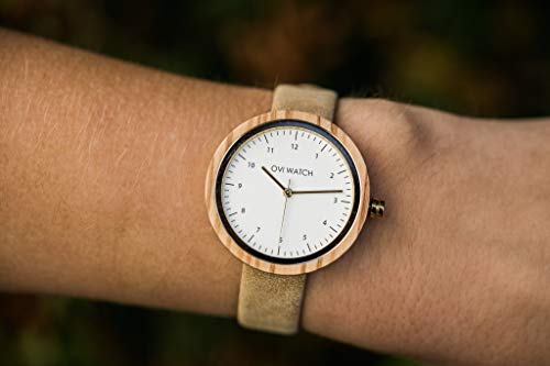 Reloj Madera Mujer - Correa de Cuero Vegano - Ovi Watch