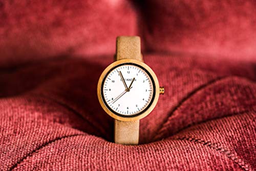 Reloj Madera Mujer - Correa de Cuero Vegano - Ovi Watch