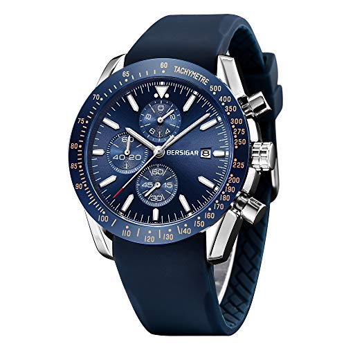 Reloj para Hombre BERSIGAR Relojes con Movimiento de Cuarzo para Hombre 3ATM Relojes de Pulsera para Hombre a Prueba de Agua Cronógrafo Multifuncional con Calendario Moda Luminosa