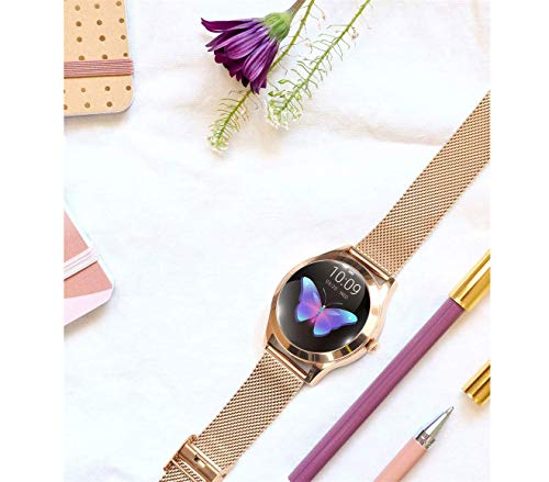 Reloj Redondo IP68 a Prueba de Agua con Pantalla táctil Inteligente for Las Mujeres, Smart Watch KW10, perseguidor de la Aptitud con la frecuencia cardíaca y Dormir Pulsera podómetro for iOS/Android