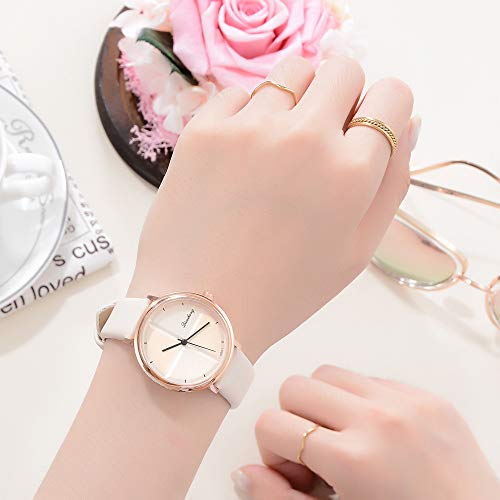 Relojes Cruz Dos Tonos para Mujer Relojes Oro Rosa Beige Cuero Elegante