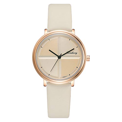 Relojes Cruz Dos Tonos para Mujer Relojes Oro Rosa Beige Cuero Elegante