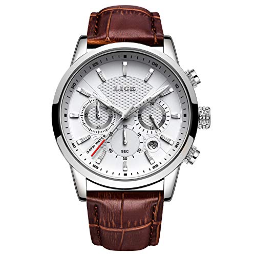 Relojes Hombre LIGE Reloj Hombre Elegante Cuarzo Prueba Agua Relojes Moda Cuero Clásico Cinturones Relojes Deportivo Hombres…