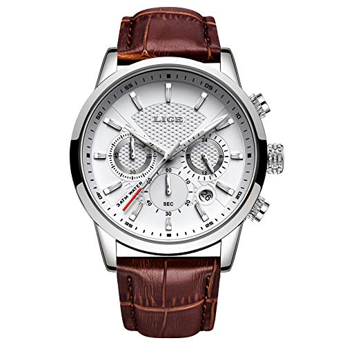 Relojes Hombre LIGE Reloj Hombre Elegante Cuarzo Prueba Agua Relojes Moda Cuero Clásico Cinturones Relojes Deportivo Hombres…