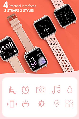 Relojes Inteligentes Mujer, Smartwatch Mujer con 17 Modos Deportes, Hommie Reloj Inteligente Mujer de 1.3’ Pantalla Táctil Completa, Pulsera Actividad Mujer con IP67 Nadar, Pulsómetro, Sueño, Calorías