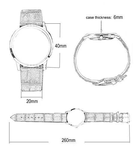 Relojes Mujer y Hombre Ultradelgado Cuero Clásico, Gris-Plata