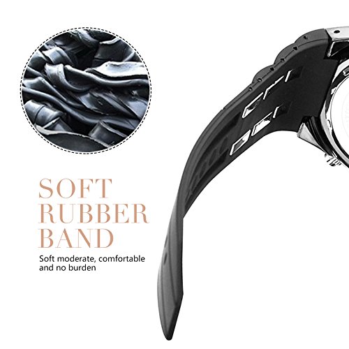 Reloj,Relojes Hombre, Reloj analógico Digital Moda Deportiva multifunción a Prueba de Agua Fecha de la Alarma de Goma Negro Reloj de Pulsera