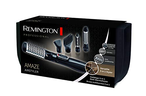 Remington Amaze Airstyler AS1220 - Kit Moldeador de Aire Caliente, Cerámica, 1200 W, Iónico, 5 en 1 Cepillos y Accesorios, Negro