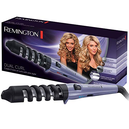 Remington Dual Curl CI63E1 - Rizador de pelo, Pinza de 19 a 31 mm, Cerámica, Hasta 200 ˚C, Morado y Negro