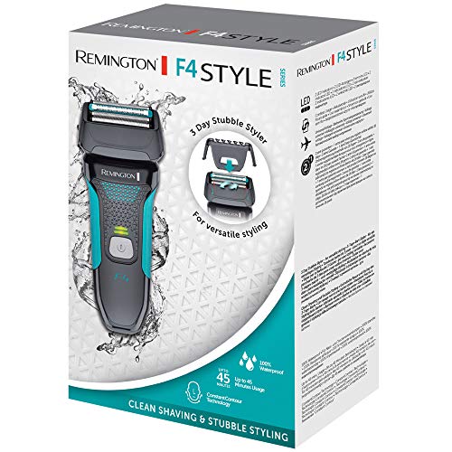 Remington F4 Style Series F4000 - Afeitadora eléctrica, recargable e inalámbrico, recortadora barba, seco y mojado, color gris