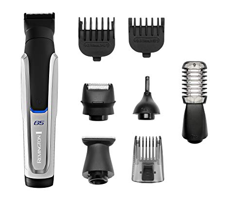 Remington G5 Graphite Series PG5000 - Recortador de Barba y Cortapelos, 9 Accesorios, Inalámbrico, Revestimiento de Grafito, para Vello Facial, Corporal y de Nariz, Blanco y Negro