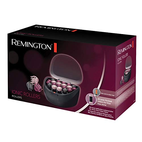 Remington H5600 - Rulos Calientes para el Pelo, Cuchillas de Titanio, Revestidos de Suave Terciopelo, 20 Rulos con Iones, Negro
