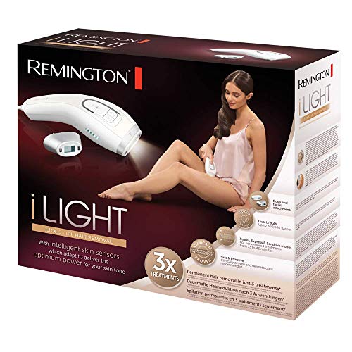 Remington I-Light Luxe IPL8500 Depiladora de Luz Pulsada, 3 Modos, Sensores de Tono de Piel, Rosa Pastel y Blanco