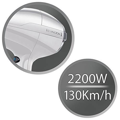 Remington Pro Air AC5913W - Secador de Pelo Profesional, Secador Iónico, Difusor y Concentrador, 2200 W, Ligero y Compacto, Blanco