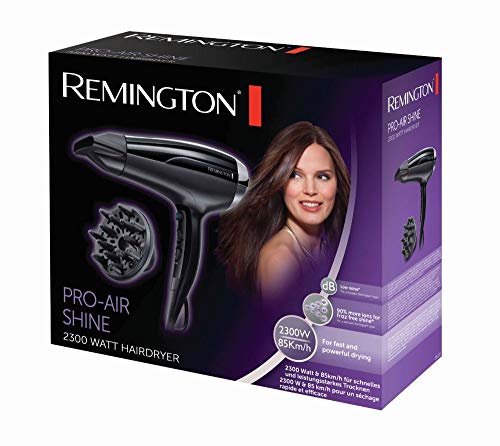 Remington PRO-Air Shine D5215 - Secador de Pelo, Secador Iónico, Difusor y Concentrador, 2300 W, Negro