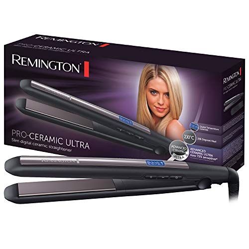 Remington Pro Ceramic Ultra S5505 - Plancha de Pelo, Cerámica Avanzada, Digital, Placas Extra Largas, Negro y Morado