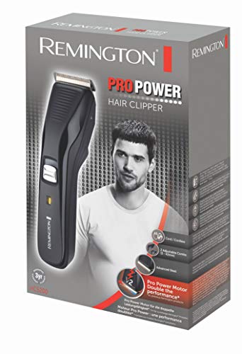 Remington Pro Power HC5200 – Máquina de Cortar Pelo, Acero Avanzado, 2 Accesorios, Uso Inalámbrico o con Cable, Negro